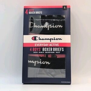 Champion‎ Boys S 4-Pack Performance Boxer Brief Size Small Gray/Black - New
